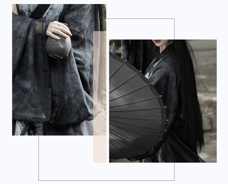 Female Chinese Traditional Dress Ancient Black Hanfu