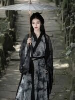 Female Chinese Traditional Dress Ancient Black Hanfu - Image 2