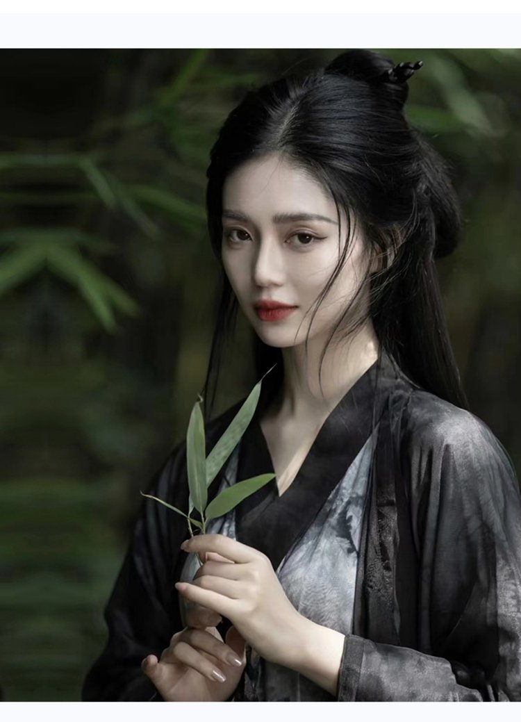 Female Chinese Traditional Dress Ancient Black Hanfu