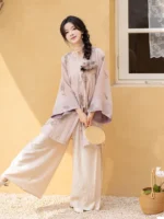 Floral Daily Hanfu Set Shirt and Pants - Image 2