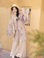 Floral Daily Hanfu Set Shirt and Pants - Image 3