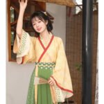 Floral Print Yellow Hanfu Dress Set