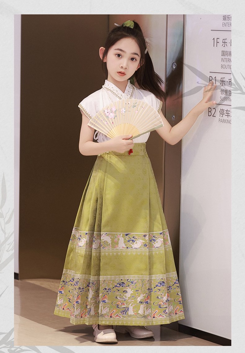 Girl Summer Dresses Chinese Style Hanfu Set