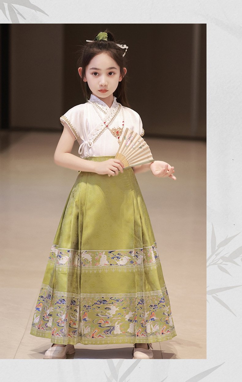 Girl Summer Dresses Chinese Style Hanfu Set