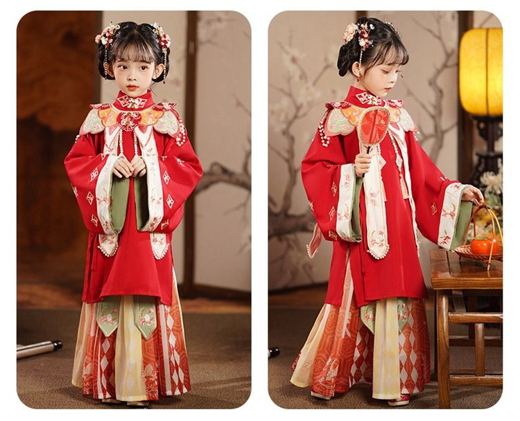 Girls Fall Dresses Chinese Ming Dyansty Style Hanfu