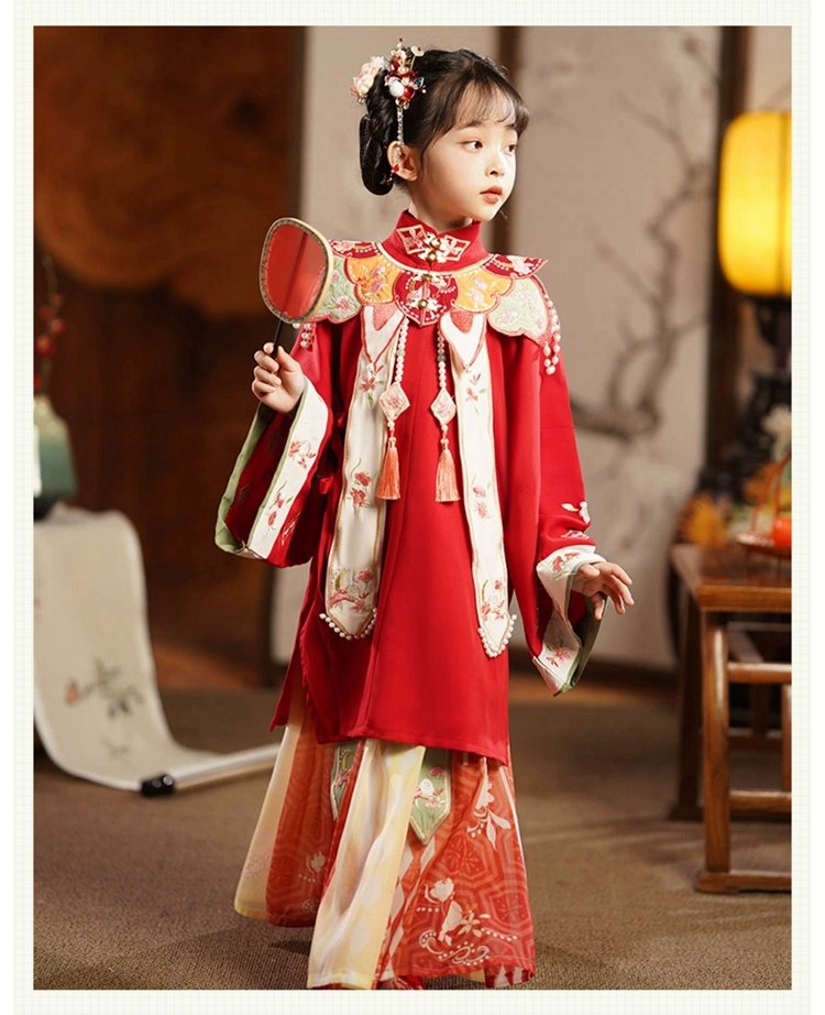 Girls Fall Dresses Chinese Ming Dyansty Style Hanfu