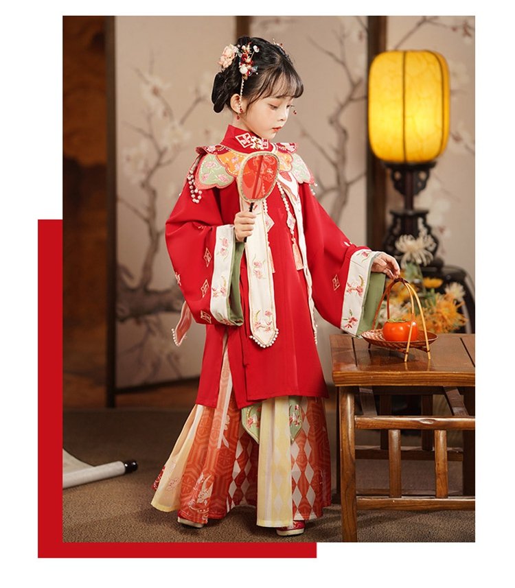 Girls Fall Dresses Chinese Ming Dyansty Style Hanfu