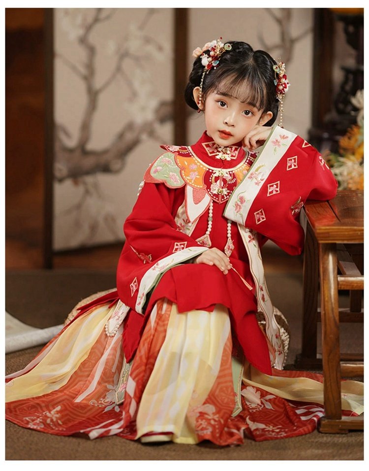 Girls Fall Dresses Chinese Ming Dyansty Style Hanfu