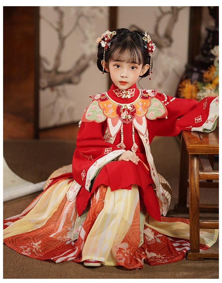 Girls Fall Dresses Chinese Ming Dyansty Style Hanfu