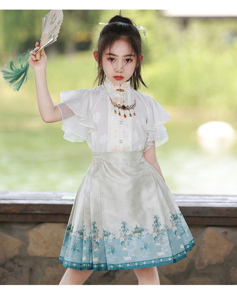 Girls Short Dresses Ancient Style Summer Hanfu