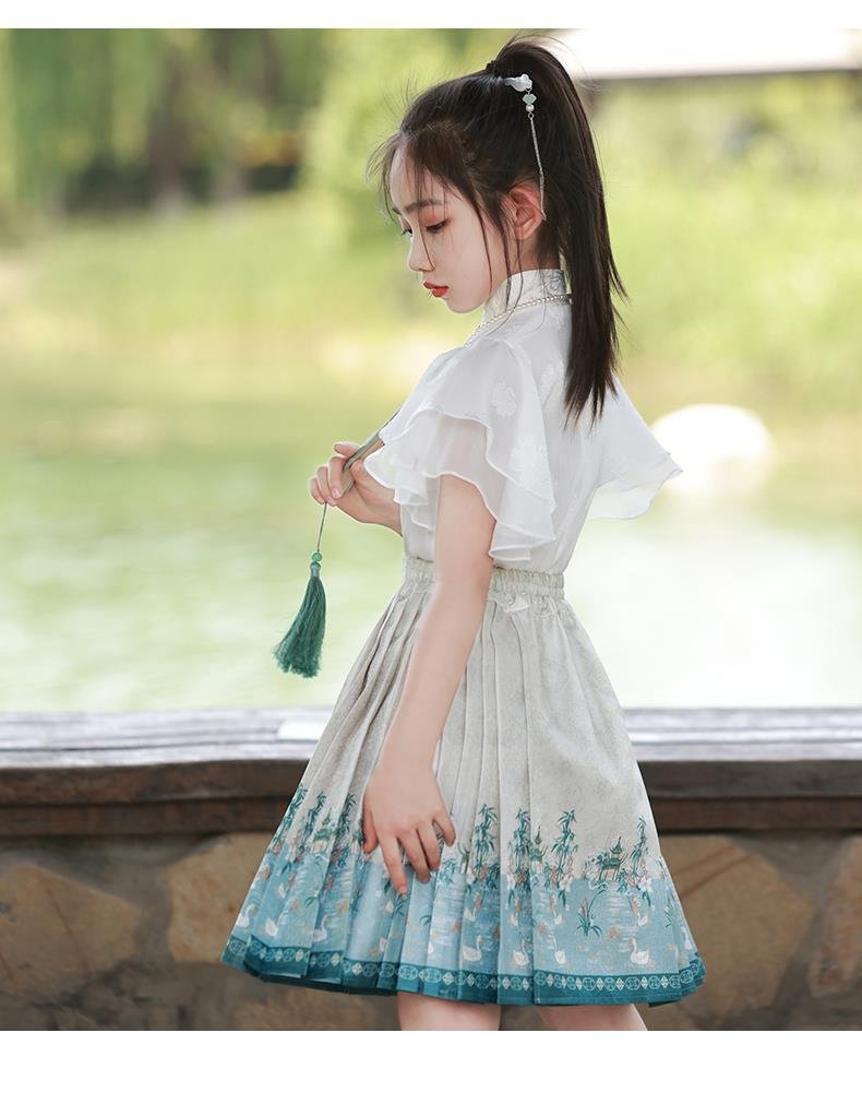Girls Short Dresses Ancient Style Summer Hanfu