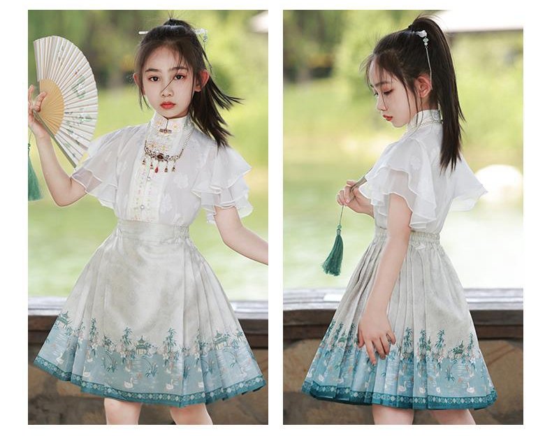 Girls Short Dresses Ancient Style Summer Hanfu