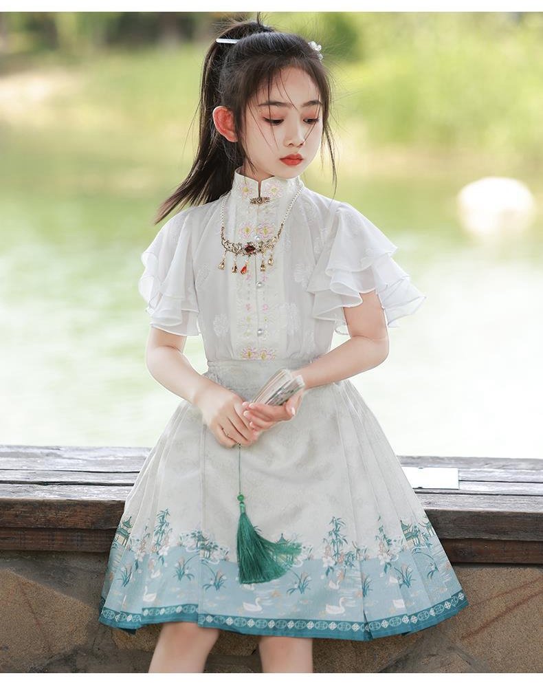 Girls Short Dresses Ancient Style Summer Hanfu