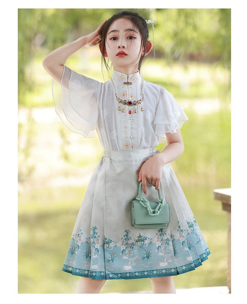Girls Short Dresses Ancient Style Summer Hanfu