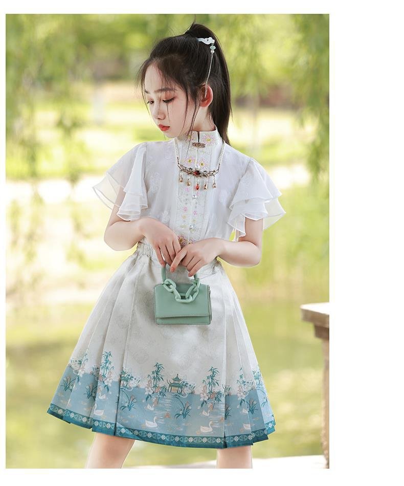 Girls Short Dresses Ancient Style Summer Hanfu
