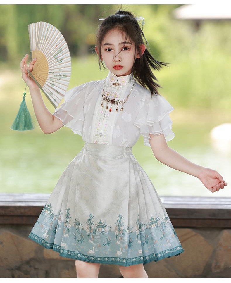 Girls Short Dresses Ancient Style Summer Hanfu