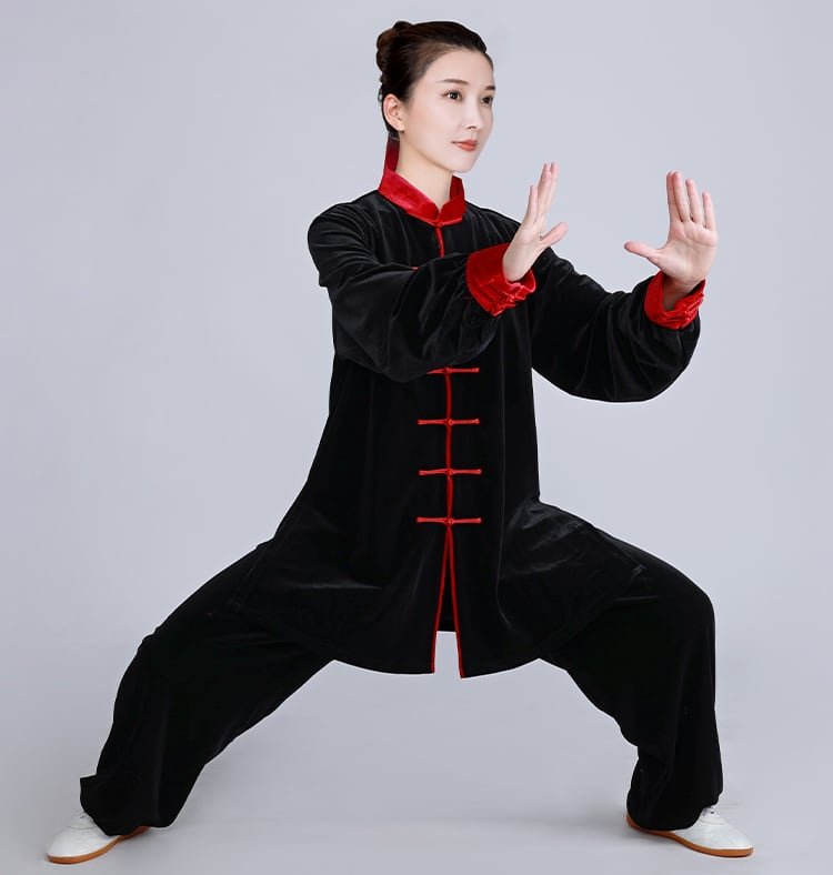 Gold Velvet Tai Chi Clothing For Men Women Winter
