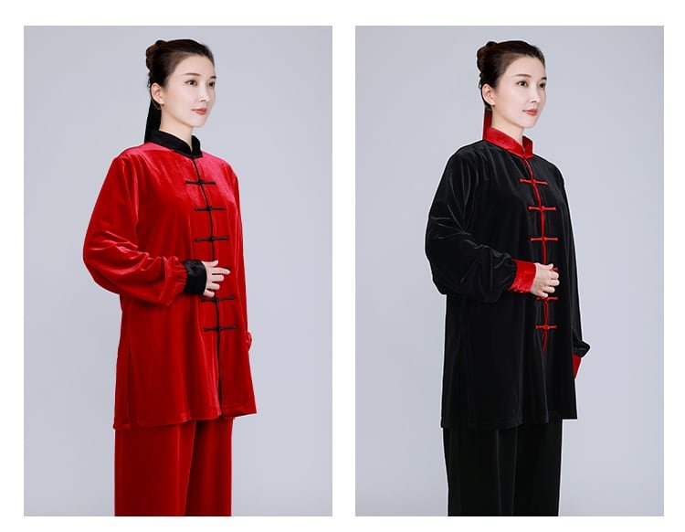 Gold Velvet Tai Chi Clothing For Men Women Winter