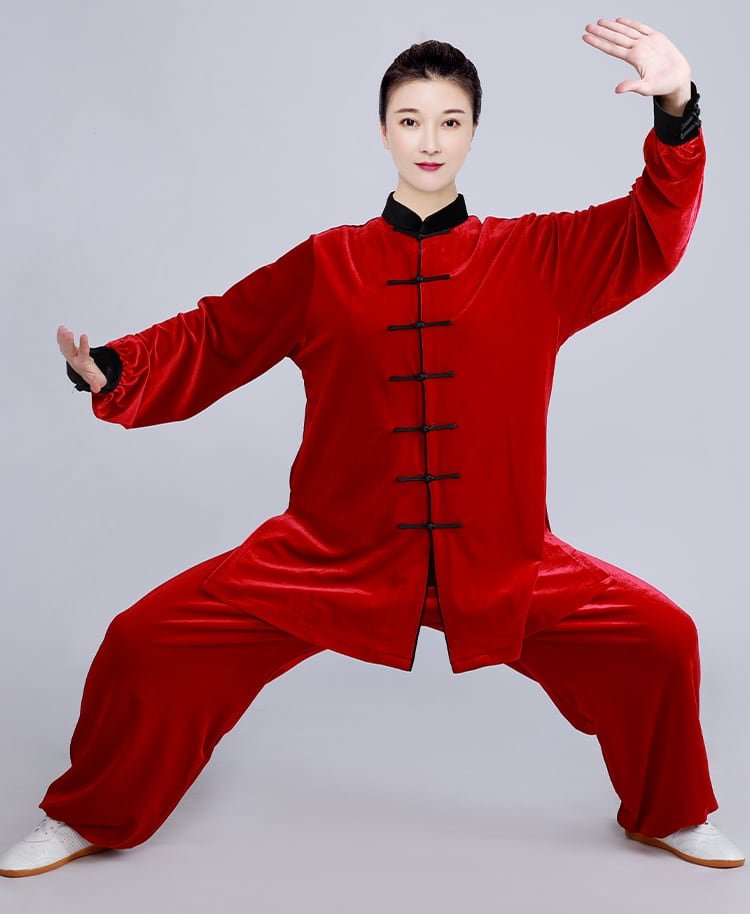 Gold Velvet Tai Chi Clothing For Men Women Winter