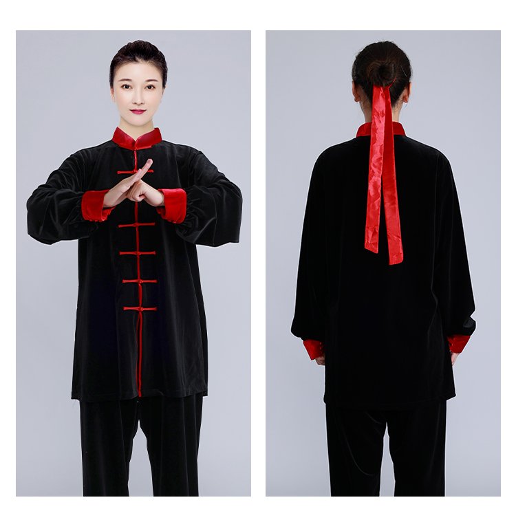 Gold Velvet Tai Chi Clothing For Men Women Winter