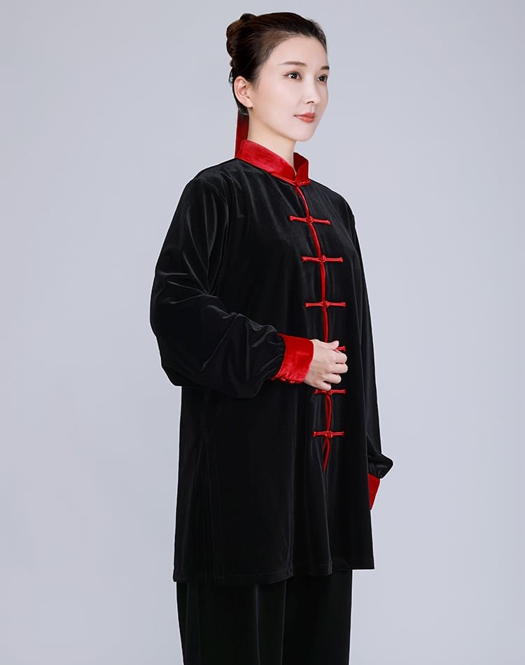 Gold Velvet Tai Chi Clothing For Men Women Winter