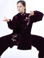 Gold Velvet Tai Chi Workout Clothes for Women - Image 2