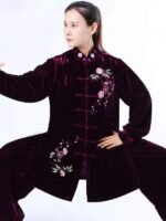 Gold Velvet Tai Chi Workout Clothes for Women - Image 3