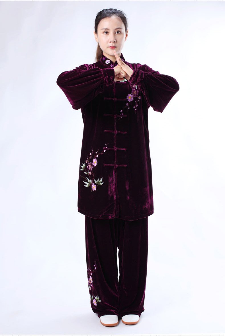 Gold Velvet Tai Chi Workout Clothes for Women