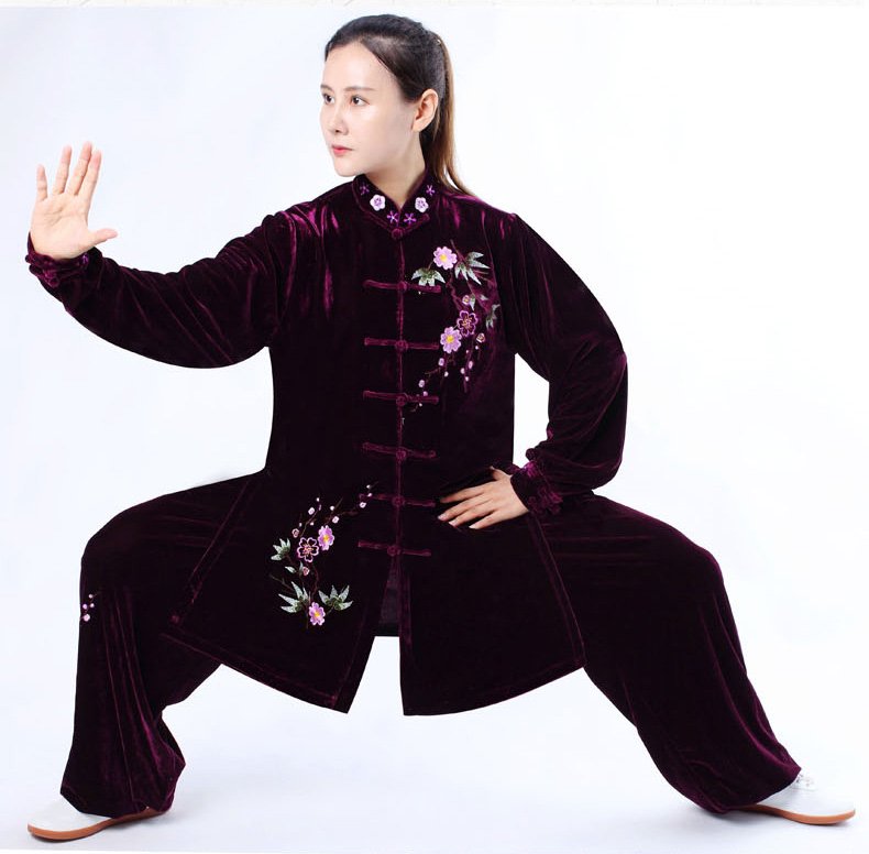Gold Velvet Tai Chi Workout Clothes for Women