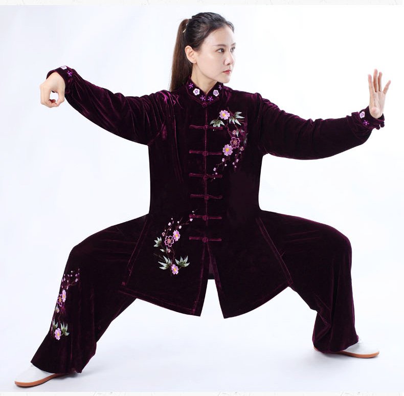Gold Velvet Tai Chi Workout Clothes for Women