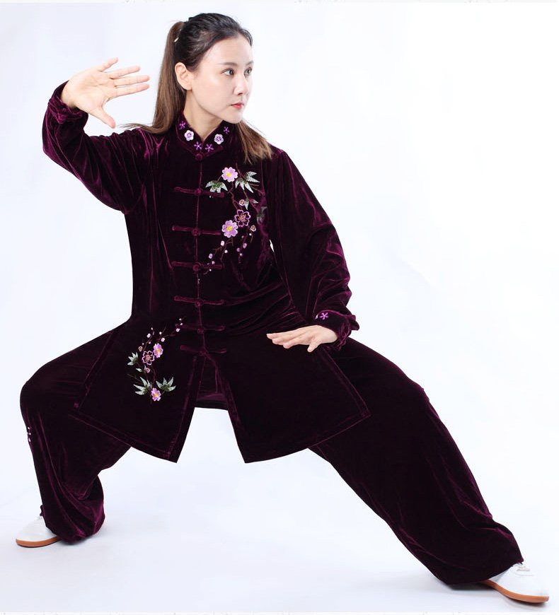 Gold Velvet Tai Chi Workout Clothes for Women