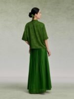 Green Dresses for Women Jacquard Top and Skirt - Image 3