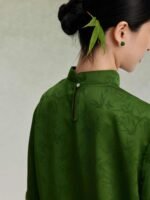 Green Dresses for Women Jacquard Top and Skirt - Image 5