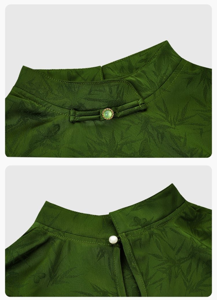 Green Dresses for Women Jacquard Top and Skirt
