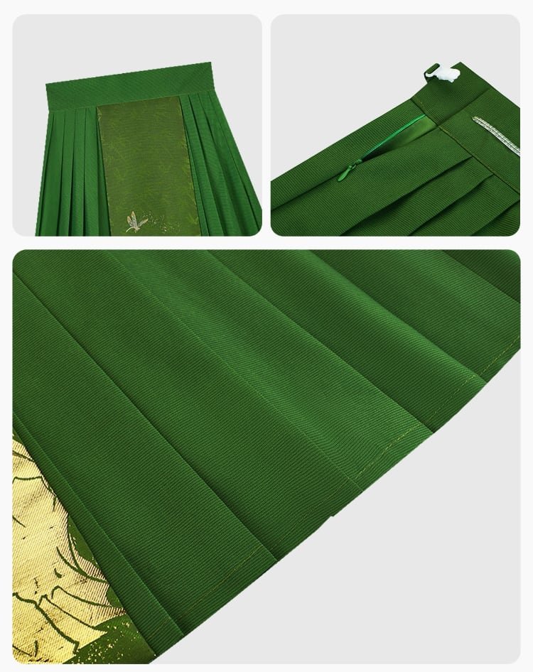 Green Dresses for Women Jacquard Top and Skirt