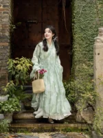 Green Fairy Dress Ming Style Improved Hanfu Female