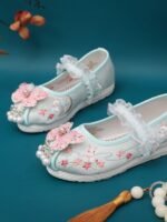 Handmade Flower Girl Shoes Embroidered Coth Shoes - Image 3
