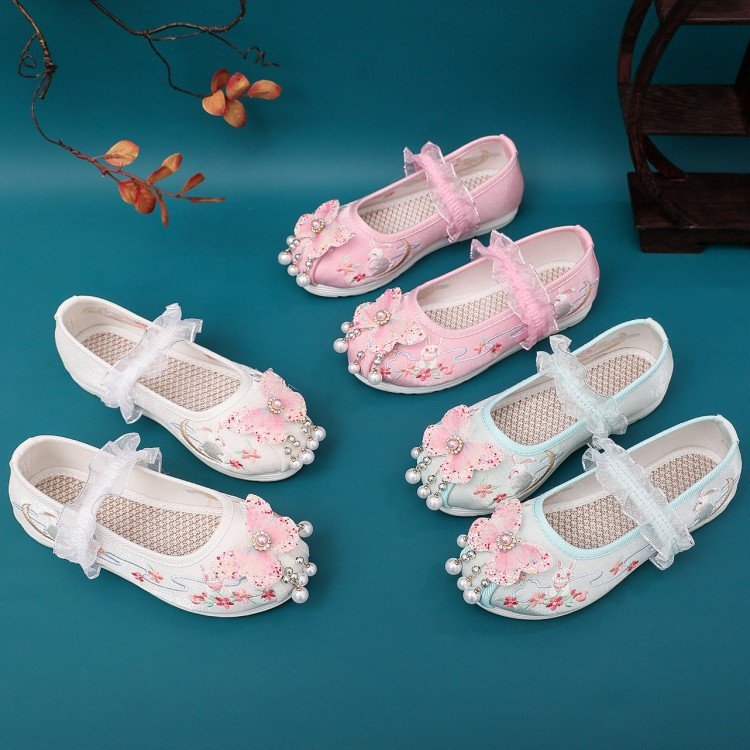Handmade Flower Girl Shoes Embroidered Coth Shoes