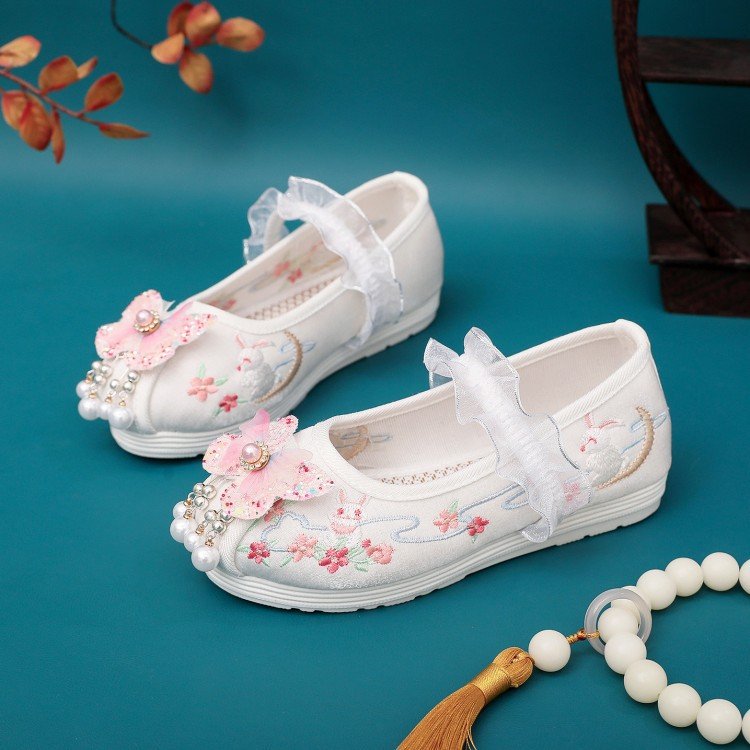 Handmade Flower Girl Shoes Embroidered Coth Shoes