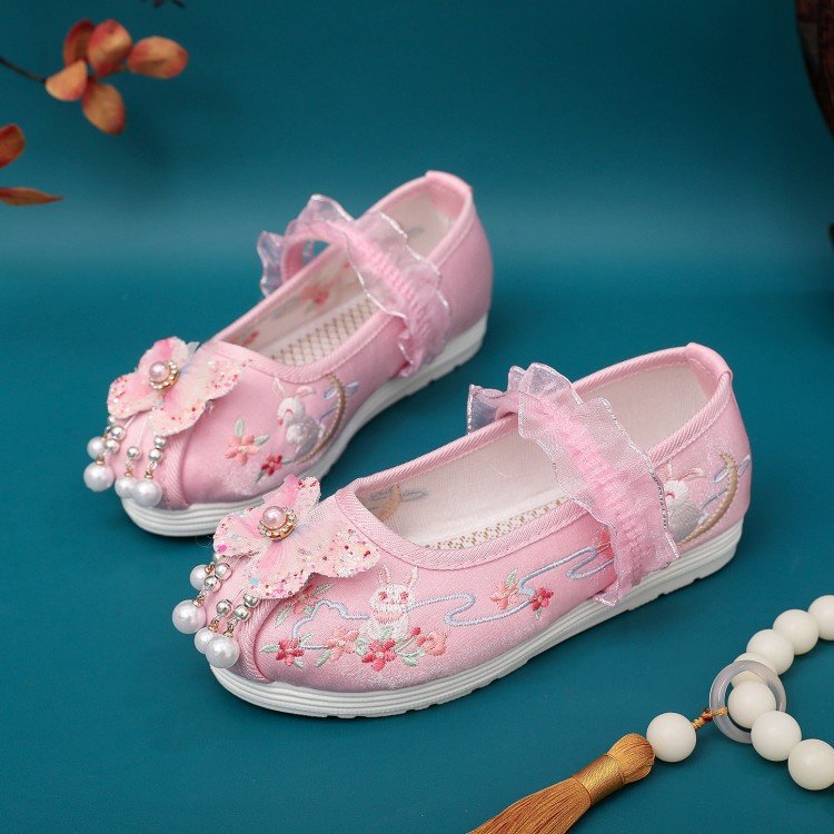 Handmade Flower Girl Shoes Embroidered Coth Shoes