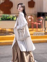 Hanfu For School Embroidery Coat and Pleated Skirt - Image 4
