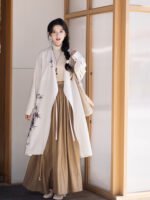 Hanfu For School Embroidery Coat and Pleated Skirt