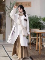 Hanfu For School Embroidery Coat and Pleated Skirt - Image 2