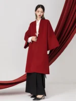 Chinese Wool Coat for Women 100% Wool Hanfu Winter Overcoat