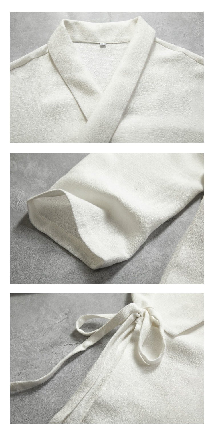 Hanfu Shirt Male Chinese Style Cotton Linen Cardigan