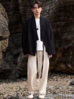 Hanfu Shirt Male Chinese Style Cotton Linen Cardigan - Image 3