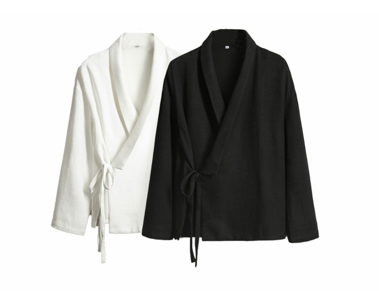 Hanfu Shirt Male Chinese Style Cotton Linen Cardigan