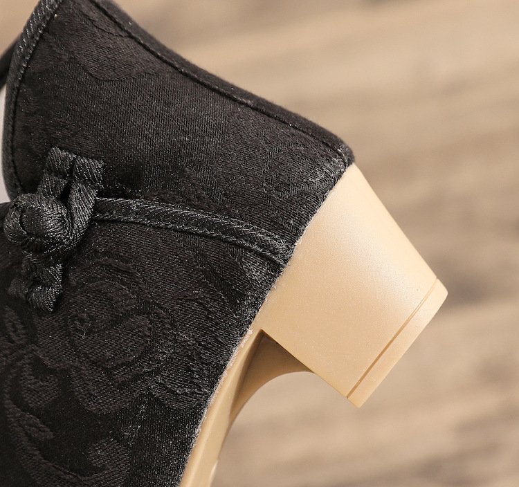 Hanfu Style Boots Floral Ankle Boots