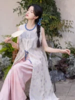 Hanfu Summer Wear Elegant Long Vest and Wide Leg Pants