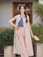 Hanfu Summer Wear Elegant Long Vest and Wide Leg Pants - Image 2